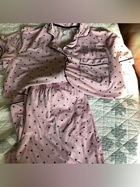 Joyspun Pink Polka Dot cropped pant Pajama Set size large